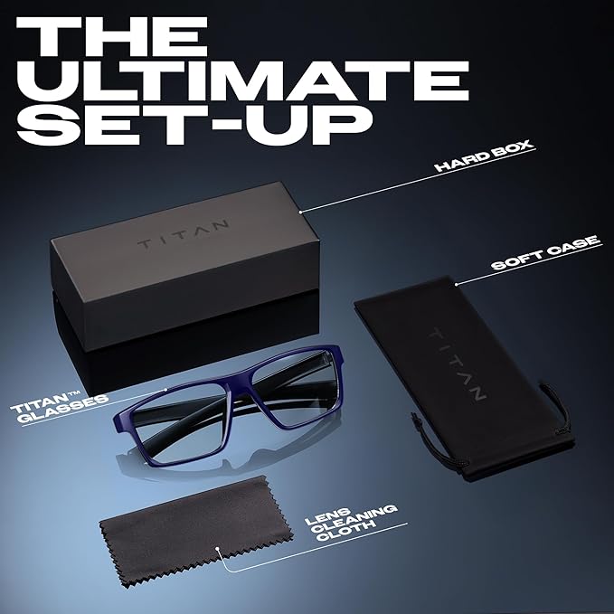 Titan Gaming Glasses, Blue Light Blocking, Night Driving Glasses for Men, Computer Protection Christmas Gift for Gamers
