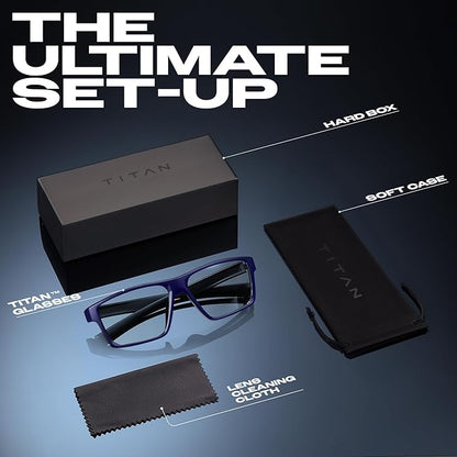 Titan Gaming Glasses, Blue Light Blocking, Night Driving Glasses for Men, Computer Protection Christmas Gift for Gamers