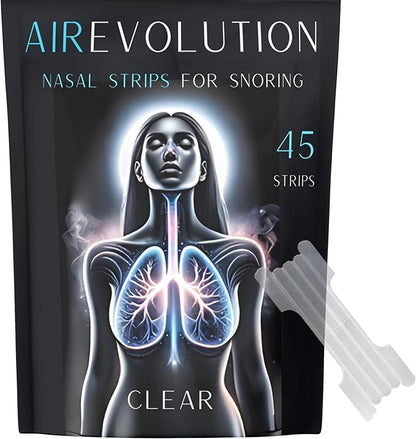 Airevolution Nasal Strips for Snoring Clear - Nose Strips for Breathing - Snore Strips 45 Count