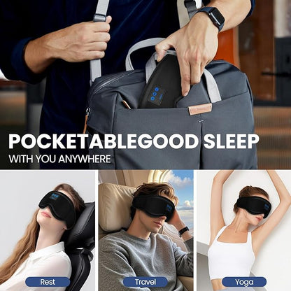 Sleep Headphones, HILDCROA Sleep Mask with Bluetooth Headphones, for Side Sleeper, Bluetooth Eye Mask for Sleeping, Meditation & Travel