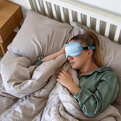 ZIMASILK Adjustable 22 Momme 100% Mulberry Silk Sleep Mask, Upgraded 3D Contoured Cup Eye Mask for Sleeping, Super Soft & Breathable Blindfold, Blackout for Deep Sleeping (Sky Blue)