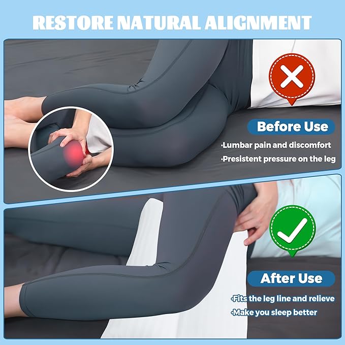 Bafode 3.5"Knee Pillow for Side Sleepers,Cooling Leg Pillow for Side Sleeping,Knee Pillow with 930G 7D Alternative for Relieving Leg, Back, and Knee Pain,High Supportive Leg Pillow for Pregnancy,White