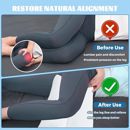 Bafode 3.5"Knee Pillow for Side Sleepers,Cooling Leg Pillow for Side Sleeping,Knee Pillow with 930G 7D Alternative for Relieving Leg, Back, and Knee Pain,High Supportive Leg Pillow for Pregnancy,White