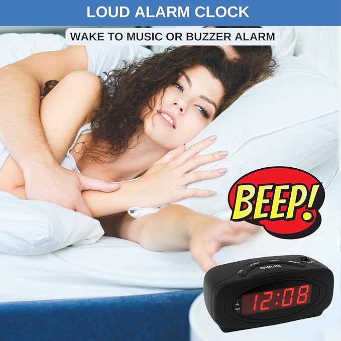 Digital Alarm Clocks for Bedrooms, Loud Alarm Clock for Heavy Sleepers Perfect for Bedroom, Desk, and Office by Ken-Tech