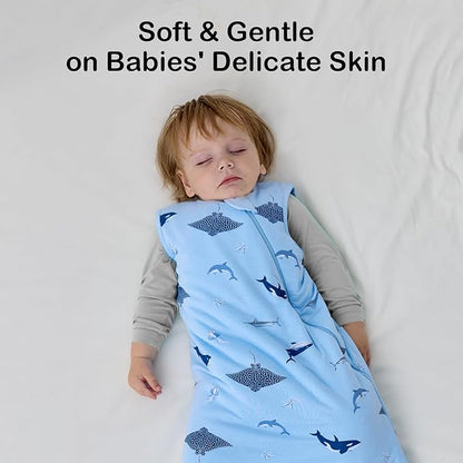 BubblePanda Rayon Made from Bamboo Sleep Sack 12-18 Months 1.0 Tog Soft Toddler Sleeping Sack for Babies 2-Way Zipper Baby Wearable Blanket