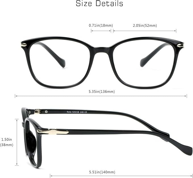 VisionGlobal Blue Light Blocking Glasses for Women/Men, Anti Eyestrain, Computer Reading, TV Glasses, Stylish Square Frame, Anti Glare(Black,+5.75 Magnification)