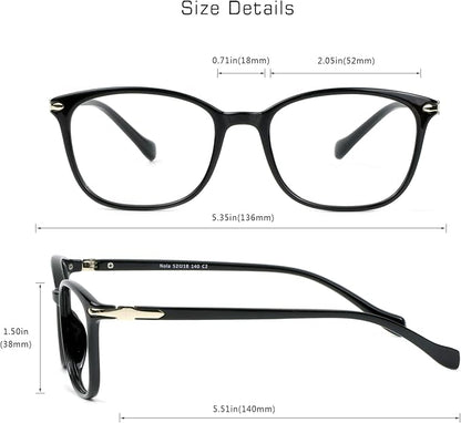 VisionGlobal Blue Light Blocking Glasses for Women/Men, Anti Eyestrain, Computer Reading, TV Glasses, Stylish Square Frame, Anti Glare(Black,+1.25 Magnification)