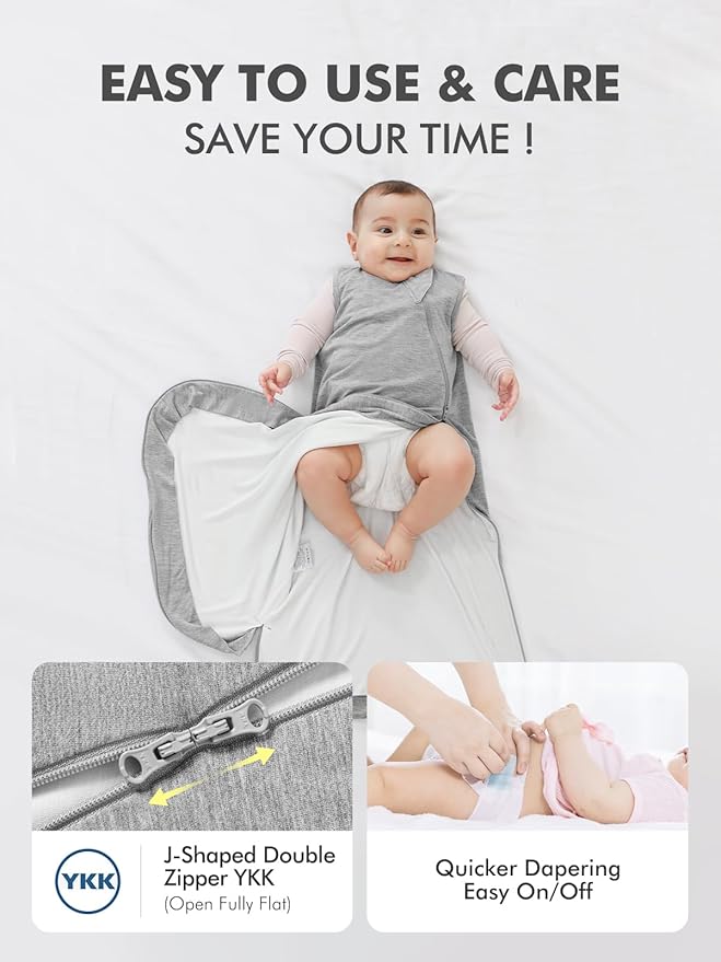 HAPIU Unisex Rayon Made from Bamboo Baby Sleep Sack TOG 0.5, 2-Way Premium Zipper, Wearable Blanket