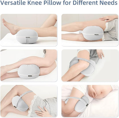 Leg Pillow for Side Sleeping - Between Knee Pillow for Side Sleepers - Ergonomic Memory Foam Knee Pillow for Knee Pain, Hip Alignment, Cooling Cover & Removable (Grey)