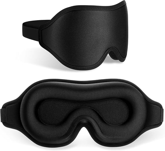 FlyCoco Sleep Mask - 3D Contoured Cup, 99% Black Out, Soft Breathable Lightweight Fluted Design with Adjustable Strap, Eye Cover for Yoga Traveling
