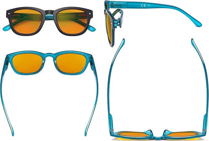 Eyekepper Blue Light Blocking Reading Glasses with Orange Tinted Filter Lens for Sleeping - Anti Blue Ray Computer Readers - Black-Blue +3.00