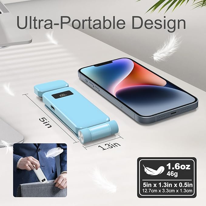 Rechargeable Clip-On Book Light with Battery Indicator - 9 Modes (3 Color × 3 Brightness), USB-C Fast Charge, Ultralight 1.6 oz & 0.49" Slim, Bed Reading Lamp Stocking Stuffer for Book Lovers, Blue