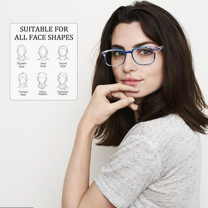 5 Pack Reading Glasses Blue Light Blocking for Women,Computer Readers with Spring Hinge