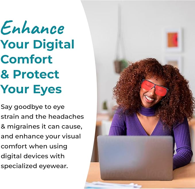 100% Fitover Blue Light Blocking Glasses - Better Sleep Eye Strain Protection - Computer Gaming Women Men