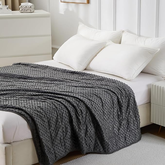 Weighted Blanket for Women and Men, Comfortable and Soft Throw Weighted Blanket with Premium Glass Beads for All Season 15 lbs 48"x72", Grey
