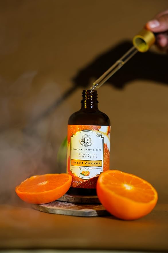 Luxurious Sweet Orange Essential Oil by Enhanced Essentials| Slow Distilled & Pure| for Home Cleaning,Diffusers,Skin & Hair Care,Aromatherapy,Bath,Soap & Candle Making|with Glass Dropper|100 ml