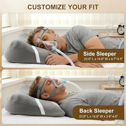 CPAP Pillow for Side Sleeping | Contoured Cervical Memory Foam Pillow for Neck Support | Reduces Air Leaks and Mask Pressure | Ideal for Side, Back and Stomach Sleepers