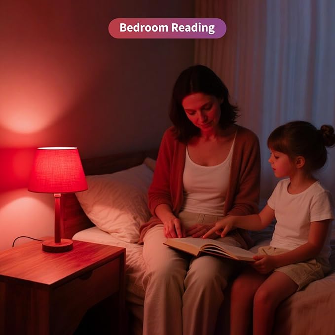 Aogled Red Light Bulbs for Sleep 9W,Red Night Light,670nm LED Light Bulb, A19 60W Equivalent Dim Light Bulbs for Bedroom,Baby Nursery,Natural Sleep
