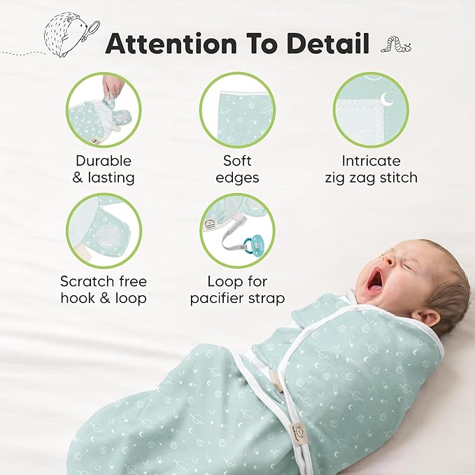 3-Pack Organic Baby Swaddle Sleep Sacks - Swaddles for Newborns, Infant 0-3 Months, Baby Girls, Boys, Soft & Snug Newborn Sleep Sack, Nursery Swaddling Blankets (Galaxy, OS)