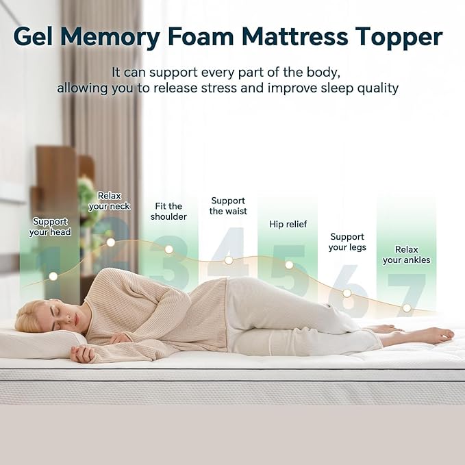 4 Inch Memory Foam Mattress Topper Twin Size - Dual Layer 3 Inch Cooling Gel Memory Pad and 1 Inch Pillow Top Mattress Cover for Back Pain - 54" x 75" x 4"