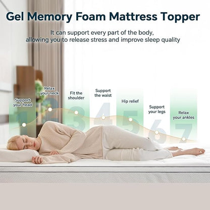 4 Inch Memory Foam Mattress Topper Twin Size - Dual Layer 3 Inch Cooling Gel Memory Pad and 1 Inch Pillow Top Mattress Cover for Back Pain - 54" x 75" x 4"
