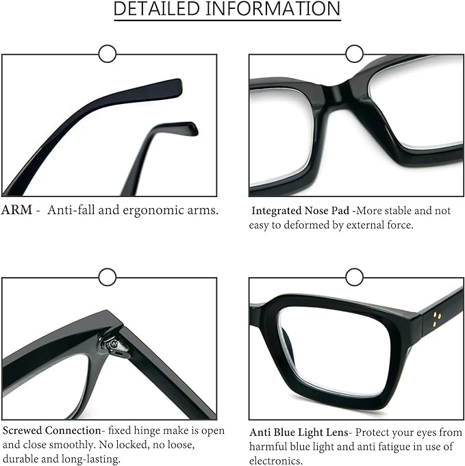 DXYXYO Reading Glasses 1.25 Women Blue Light Blocking Men Oversized Rectangle Computer Readers 3 Pack Retro Fashion Oprah Style Square
