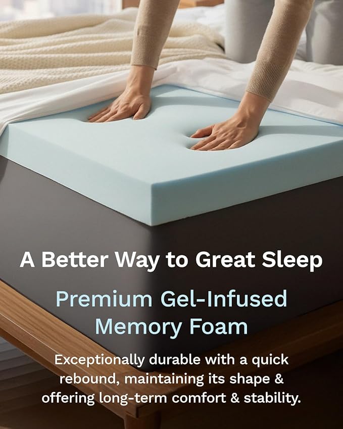 ViscoSoft 2-Inch Memory Foam Mattress Topper Cal King – Reflex Cooling Gel Pad with Removable Washable Cover – CertiPUR-US & Oeko-TEX Certified