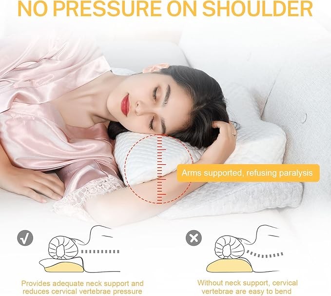 Misiki Contour Memory Foam Pillow, Cervical Pillow for Neck Pain Relief, Ergonomic Pillow for Sleeping, Orthopedic Neck Pillow with Washable Cover, Bed Pillows for Side, Back, Stomach Sleepers