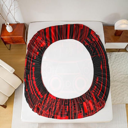 Neon Gamepad Kids Sheet Queen Size,Modern Geomcetric Honeycomb Hexagon Fashion Bedding Set,Boys Girls Room Decor,Videogaming Games Controller Red Bed Sheet Set 4pcs(Fitted + Flat + 2 Pillowcases)