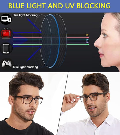 4-Pack Reading Glasses Blue Light Blocking for Men,Comfort Lightweight Eyeglasses Flexible Spring Hinge,Anti Eyestrain/Glare Filter UV Ray Computer Readers(1.0X)