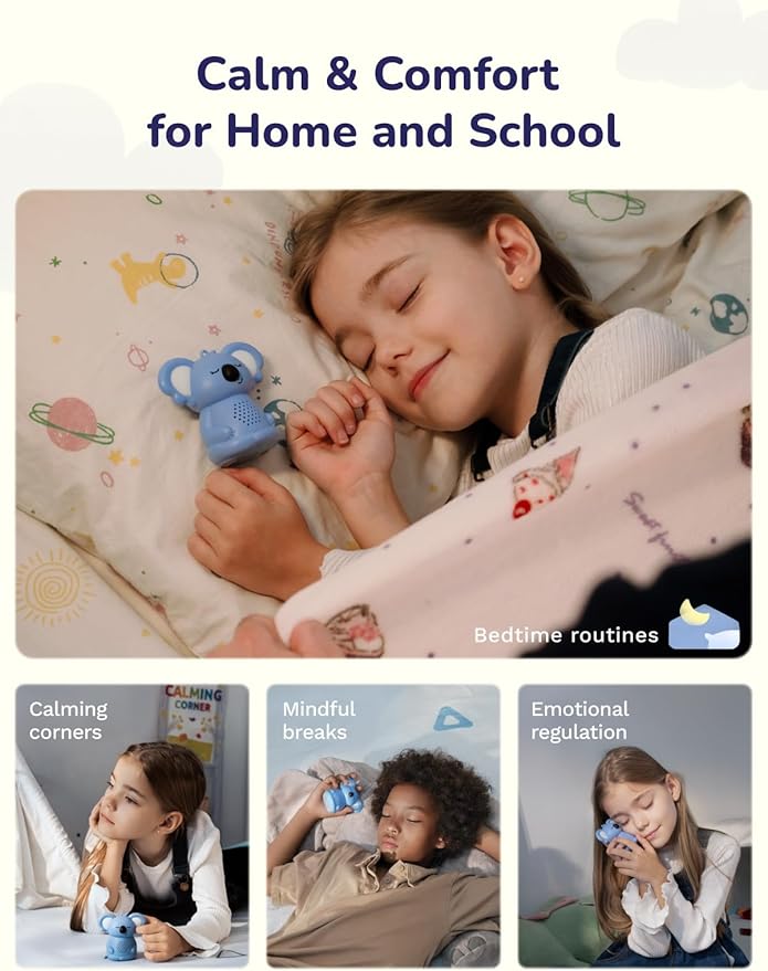Calming Pal Koala Portable Sound Machine Baby, 5 Guided Mindfulness Rechargeable Sound Machine for Sleep Adults/Kids, 8 Soothing Sounds Mini Portable Sound Machine for Travel/Home/School