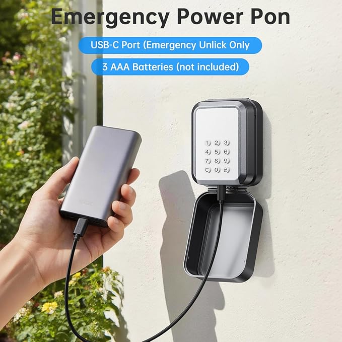 Smart Key Lock Box - Bluetooth APP(Tuya APP) Control & PIN Code, IP65 Weatherproof Wall Mounted Lock Box for Airbnb, Realtor, Home Office, Holds 5 Keys+3 Access Cards