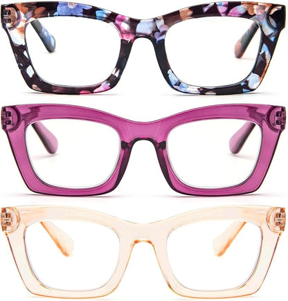 REAVEE Oprah Style Reading Glasses for Women, Blue Light Blocking Stylish Oversized Computer Readers Spring Hinge