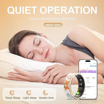 Smart Ring Health Tracker, for men and women, equipped with heart rate monitor, sleep tracker, 8 exercise modes, step counter, 5-7 days battery life, no subscription fee, IP68 waterproof R18 (6)