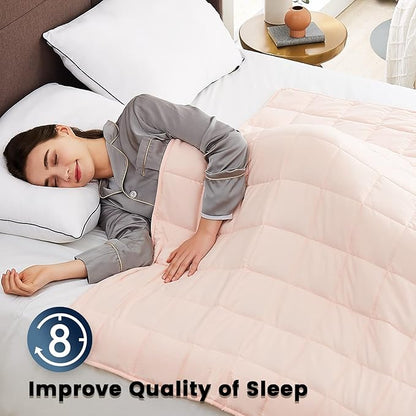 CuteKing Weighted Blanket for Adults(25lbs, 88"x104", Pink) Heavy Blanket for 240-260lbs, Weighted Blanket for Cooling & Heating with Premium Glass Beads, Soft Thick Blanket for Adult All-S
