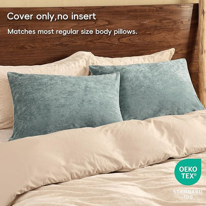 PHF Truly Velvet Pillowcases Standard Size, No Insert, 2 Pack Ultra Soft Breathable Pillow Shams Covers with Envelope Closure, 20" X 26" Luxury Cozy Warm Fuzzy Flannel, Dusty Blue