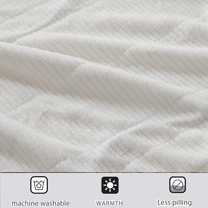 Beautyrest Electric Blanket Luxurious Micro Fleece Ultra Soft Ribbed Textured, Cozy and Snuggly Cover for Cold Weather, Fast Heating, Auto Shut Off, 20 Level Heat Setting Controller, Full, Ivory