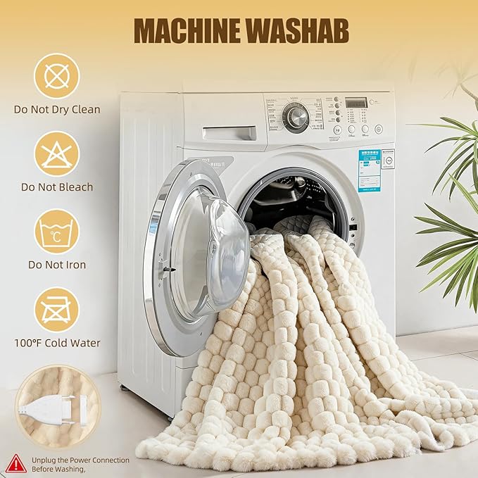 Heated Blanket Throw 50" x 60" Soft Ribbed Faux Fur Flannel Fast Heating 12 Heat Levels 1–12H Timer & Overheat Protection & Auto Shut-Off & ETL FCC & Machine Washable Heated Throw
