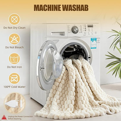 Heated Blanket Electric Blanket Heating, Dual Control Soft Ribbed Faux Fur Electric Blanket with 12 Heat Levels 12H Timer ETL FCC Certified Machine Washable (White, King | 90" x 100")