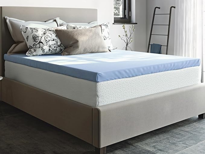 Roost Sleep Cool Cloud 3 Inch Gel Memory Foam Queen Mattress Topper – Cooling Bed Topper for Back Pain and Pressure Relief, Removable Washable Cover, Ventilated Design, Fits Queen Beds