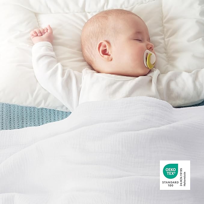 Bedsure 100% Cotton Muslin Blanket Queen Size for Bed - 4-Layer Breathable and Lightweight Thin Soft Summer Gauze Muslin Blankets for Adults, White, 90x90 Inches