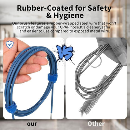 CPAP Hose Cleaner Kit - CPAP Tube Cleaning Brush, CPAP Hose Brush, LongFlexible CPAP Tube Brush with Basin, Drying Hook & Gloves - CPAP CleaningSupplies for Hose, Mask & Tubing
