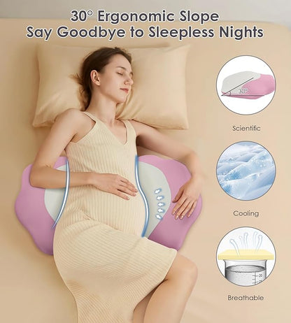 Memory Foam Maternity Pillow for Sleeping, Pregnancy Pillows Support for Back Belly HIPS, Adjustable Travel Wedge Pillow for Pregnant Women, Side Spleeping Pregnant Pillows with Pillowcase