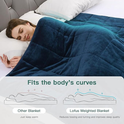 Lofus Weighted Blanket for Adults(15 lbs, 60" x 80"), Queen Size Heavy Blanket Machine Washable, Soft Weighted Blankets for Stress Relief and Sleep Promotion-Navy Blue