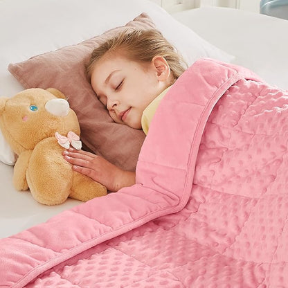 CuteKing Weighted Blanket - Weighted Blanket with Premium Glass Beads - Heavy Blanket Crystal Velvet for Comfort Sleep - Thick Blanket All Season (10lbs, 40"x60", Pink Bubble)