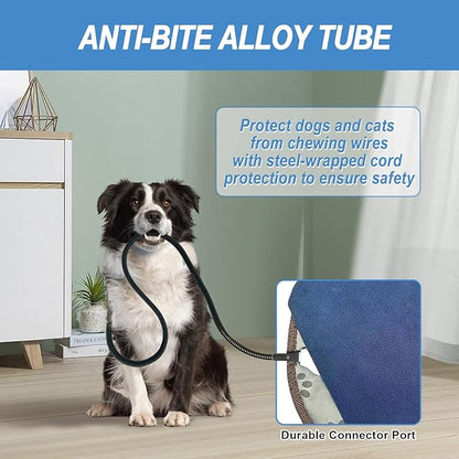 Bestio Extra Large Dog Heating Pad,47x30 in Heated Dog Bed with Constant Heat & Auto Modes，MET&UL Certified Pet Heating Pad,Chew-Resistant Cord,Waterproof Washable Cover- Blue