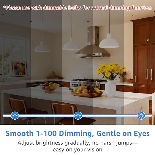 5 Pack Smart LED Dimmer Switch, Single Pole, Neutral Wire Required, Works with Alexa & Google Home, 2.4GHz WiFi Switch No Hub Needed, 150W Max LED/CFL 600W Max Incandescent, ETL/FCC Certified, White