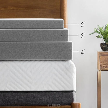 Lucid 2 Inch Ventilated Bamboo Charcoal Memory Foam Mattress Topper, CertiPUR-US Certified, Moisture and Odor Control-Full