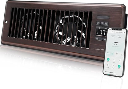 Super Quiet Register Booster Fan for 4" x 12" Register Holes, Smart Register Vent with Dual Intelligent Thermostat and WIFI App Control, Heating Cooling AC Vent Fan (ORB)