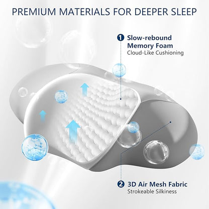 Cervical Neck Pillow for Sleeping，Ergonomic Memory Foam Pillow for Neck Pain Relief,Side Sleeper Pillows for Adults,Orthopedic Bed Pillow for Side Back Stomach Sleepers